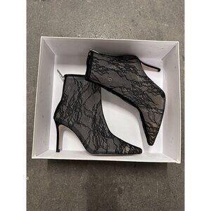 L'AGENCE Mila Booties Heels Lace Black Suede Leather